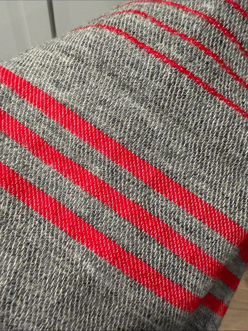 J. Crew Gray and Red Striped Knit Poncho